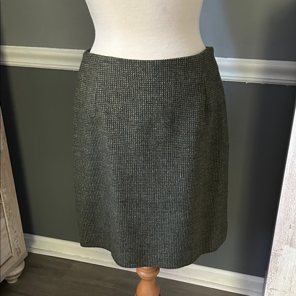 Henri Bendel tweed dark Green Blue mini Skirt ladies size 8 Vintage GUC